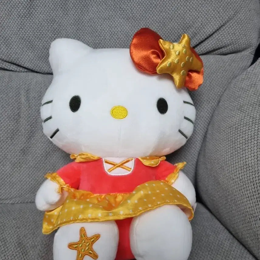 [BUNJANG] Hello Kitty Orange Dress Medium Plush / 헬로키티 인형 오렌지원피스 중형인형