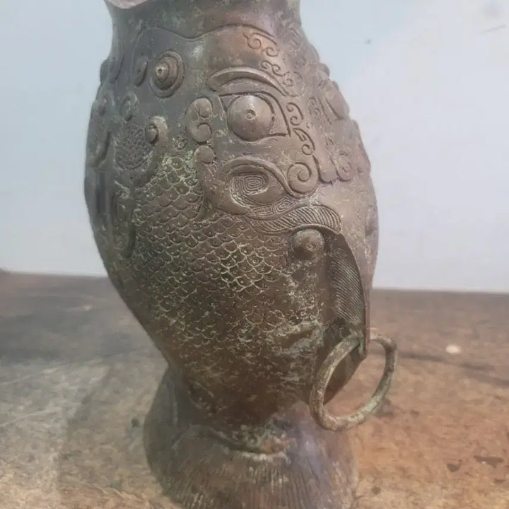 [BUNJANG] Ancient Bronze Fish-Shaped Vase / 출토 물고기형 동 화병