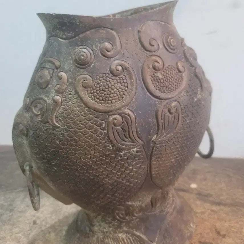 [BUNJANG] Ancient Bronze Fish-Shaped Vase / 출토 물고기형 동 화병