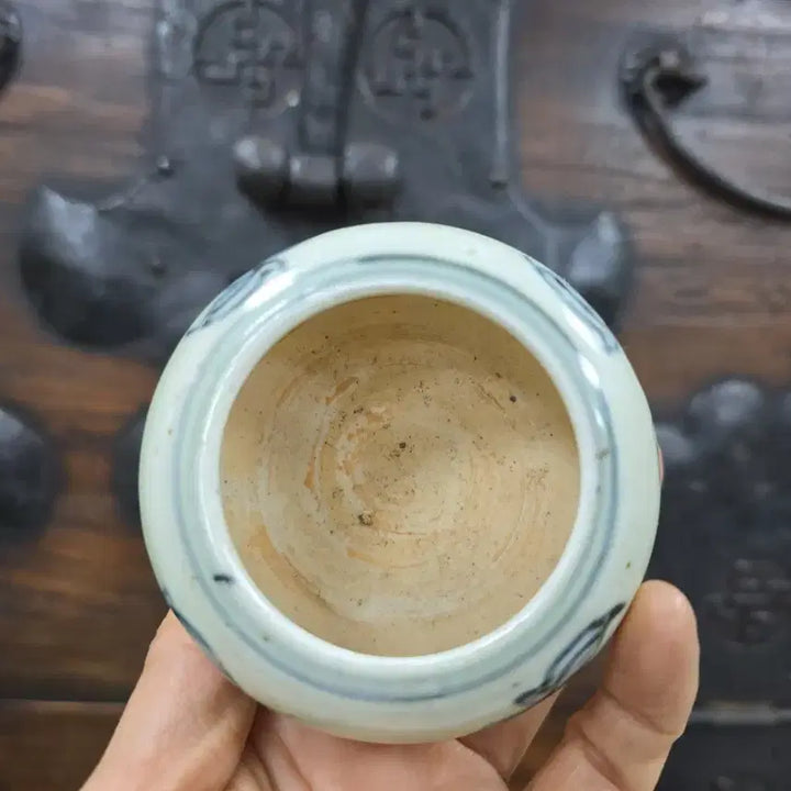 [BUNJANG] Antique White Porcelain Celadon and Iron-Red Decorated Vase / 골동품 백자청화진사 화문 필세