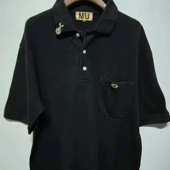 [BUNJANG] MU Black Short-Sleeve Polo Shirt XL / MU 검정색 반팔 카라티 XL