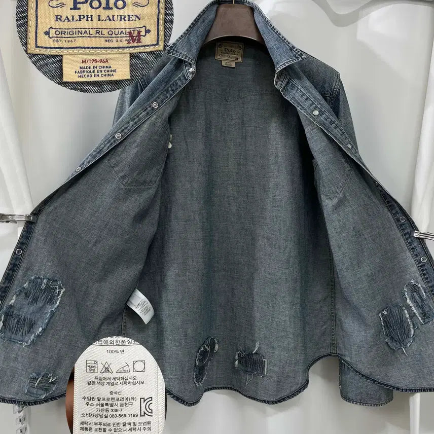 [BUNJANG] Polo Ralph Lauren Concho Repair Indian Southwestern Denim Shirt / 폴로 랄프로렌 콘초 리페어 인디언 사우스 웨스턴 데님 셔츠