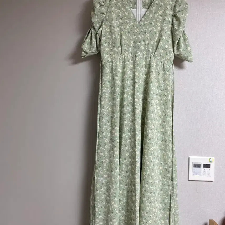 [BUNJANG] Mint Flower Long Dress / 플라워 롱 원피스 민트