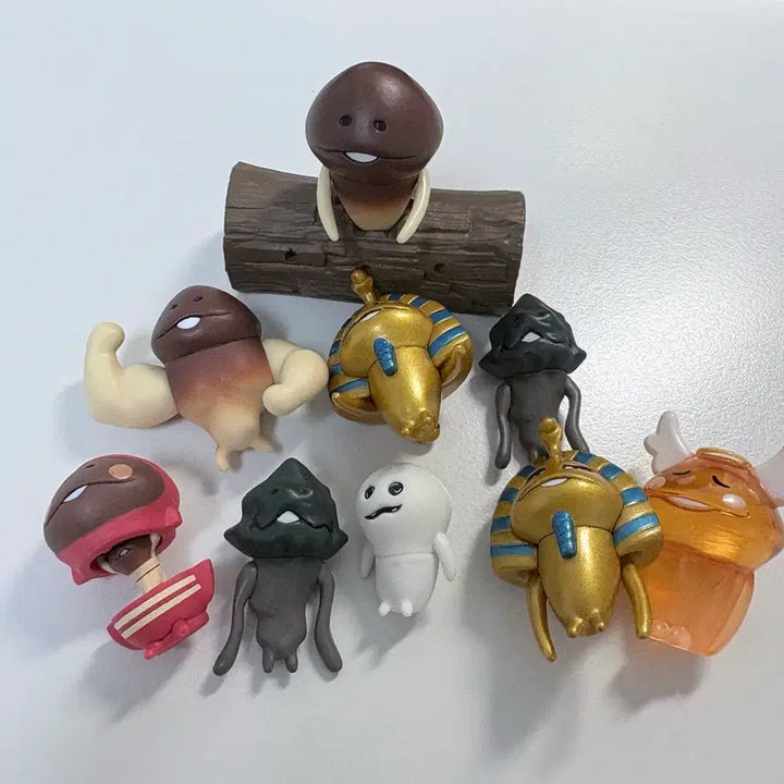 [BUNJANG] Vintage Nameko Mushroom Wooden Figure Set / 일괄) 고전 나메코 버섯 나무 피규어 세트