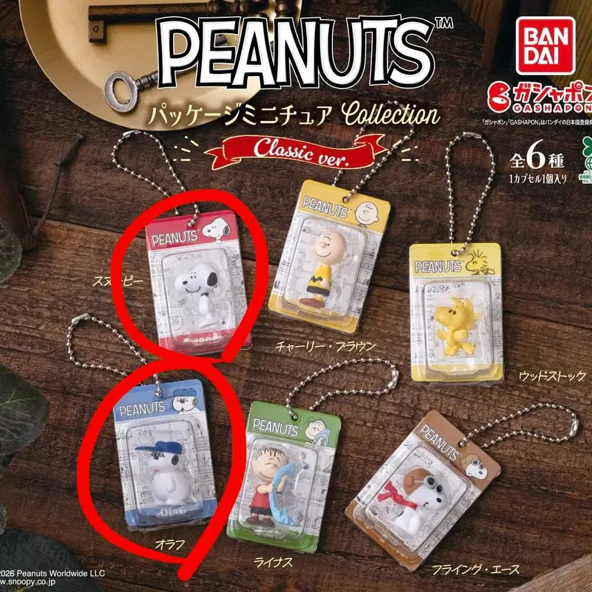 [BUNJANG] Snoopy Peanuts Miniature Package Figure Keyring Gacha Olaf Snoopy / 스누피 피너츠 미니어쳐 패키지 피규어 키링 가챠 올라프 스누피