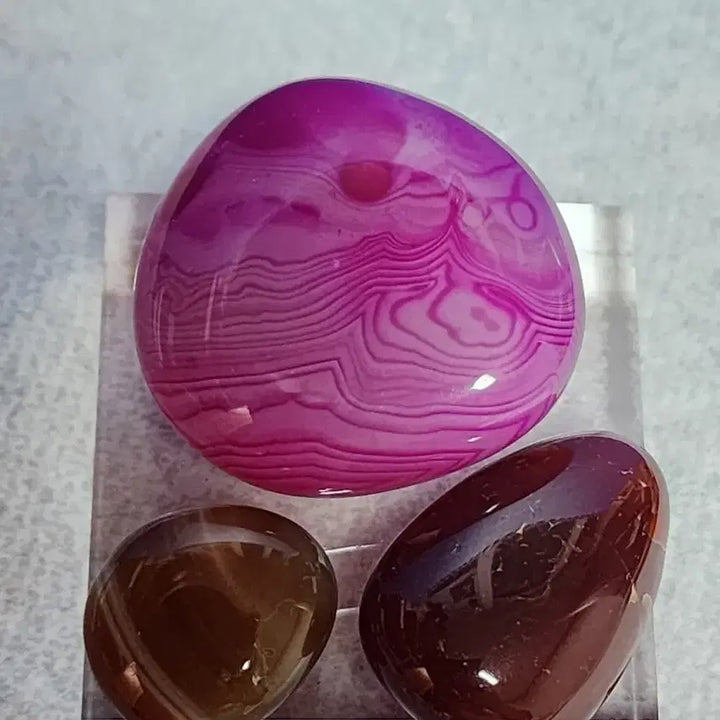 [BUNJANG] Natural Crystal Pink/Brown Agate Geode Set (3 Types) / 천연 크리스탈 핑크/브라운 아게이트 마노원석 3종 세트