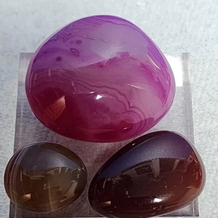 [BUNJANG] Natural Crystal Pink/Brown Agate Geode Set (3 Types) / 천연 크리스탈 핑크/브라운 아게이트 마노원석 3종 세트
