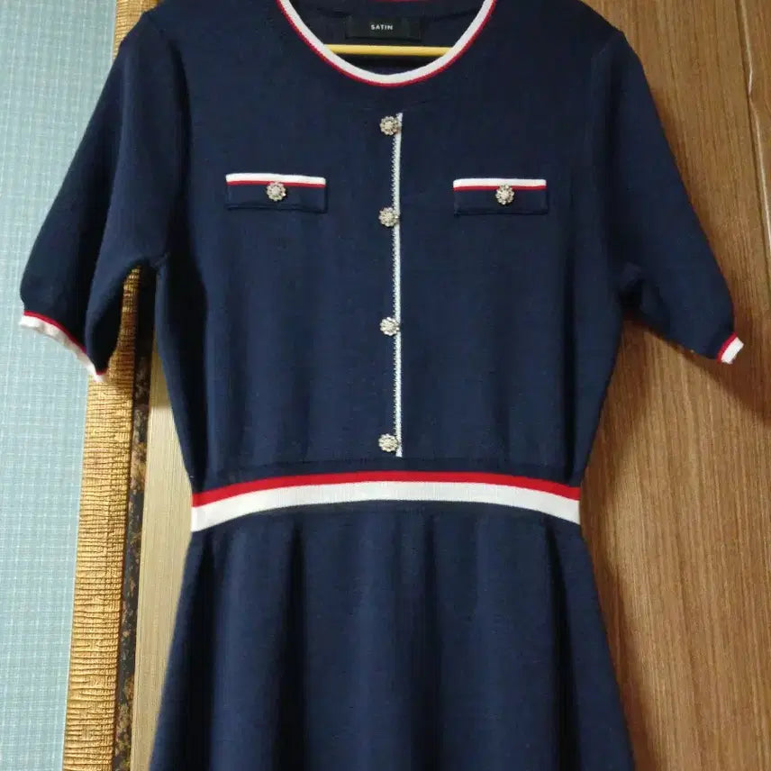 [BUNJANG] Navy Satin Knit Dress / SATIN)니트  원피스