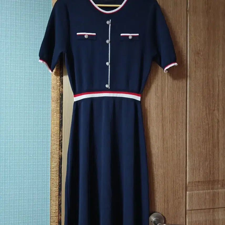 [BUNJANG] Navy Satin Knit Dress / SATIN)니트  원피스