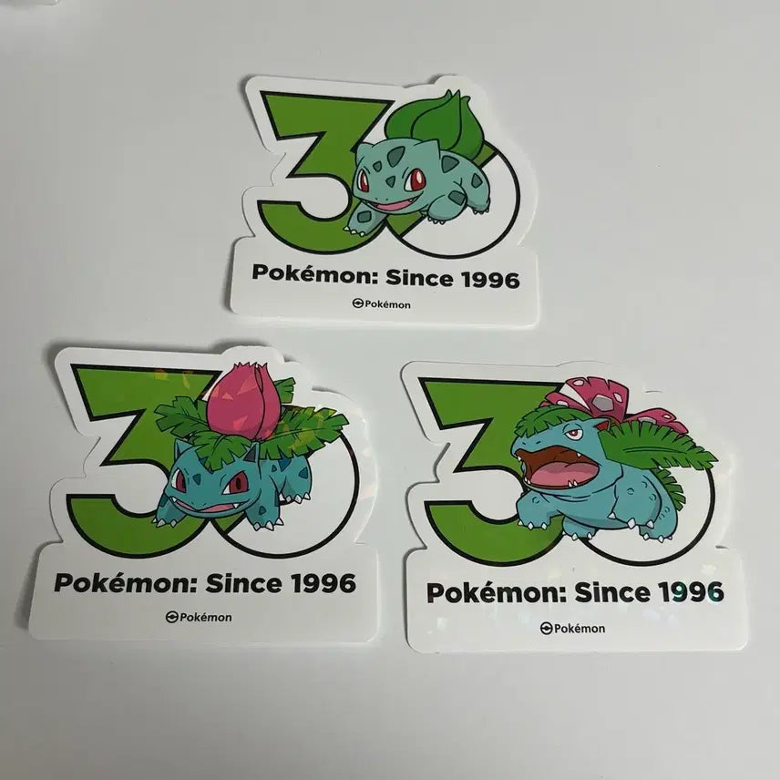 [BUNJANG] Pokemon 30th Anniversary Bulbasaur Logo Sticker Set / 포켓몬 30주년 이상해씨 3종 로고스티커 올리브영