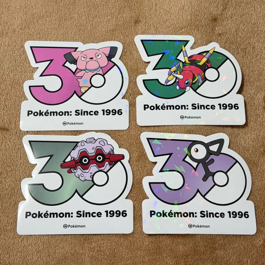 [BUNJANG] Pokémon 30th Anniversary Limited Edition Logo Sticker - 2nd Gen (Blue, Ariados, Ssukon, Annong) / [한정판] 30주년 로고스티커 - 2세대 &