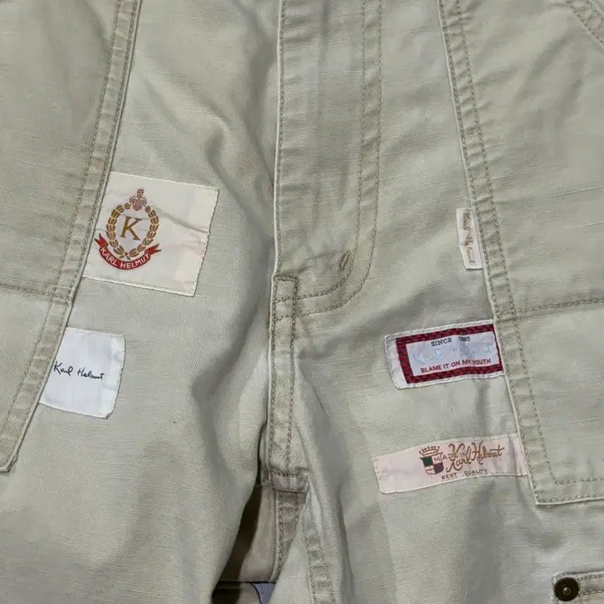 [BUNJANG] Karl Helmut Pink House Beige Patch Carpenter Pants / 칼헬무트(Karl Helmut) 핑크하우스 베이지 패치 카펜터 팬츠