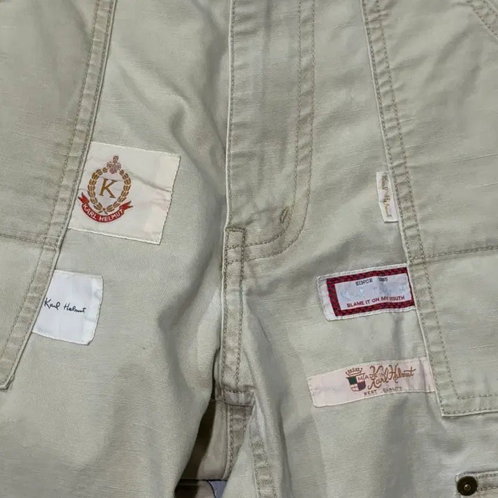 [BUNJANG] Karl Helmut Pink House Beige Patch Carpenter Pants / 칼헬무트(Karl Helmut) 핑크하우스 베이지 패치 카펜터 팬츠