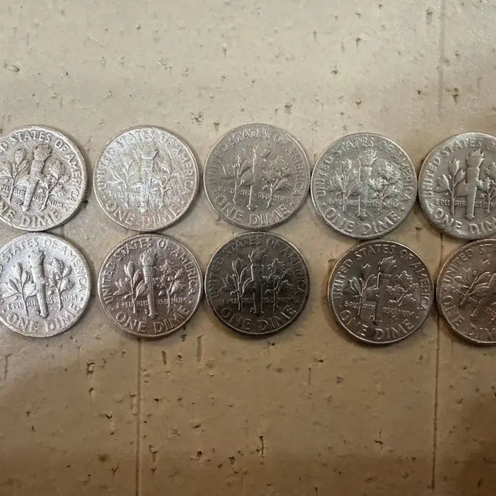 [BUNJANG] USA Roosevelt Dime Silver Coins (90% Silver) - Bundle of 10 / 미국 루즈벨트 다임 은화 (실버90%) 10개 일괄