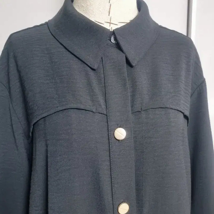 [BUNJANG] Black 7/10 Sleeve Collared Blouse / 블랙 7부 소매 카라 블라우스