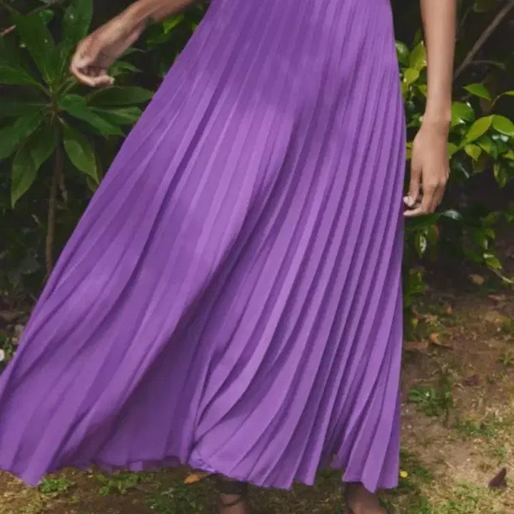 [BUNJANG] Zara Pleated Long Dress Purple L / 자라 플리츠 롱 원피스 퍼플 L
