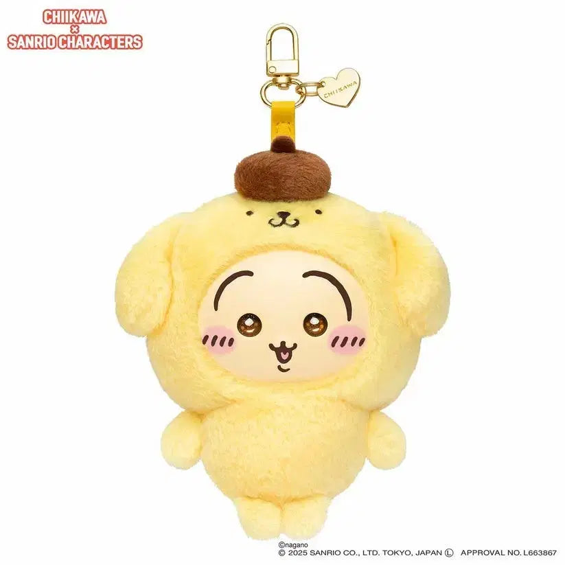 [BUNJANG] Sanrio x Chiikawa Pompompurin Mascot Plush (Sealed) / 치이카와 산리오 우사기 폼폼푸린 마스코트 인형(미개봉)