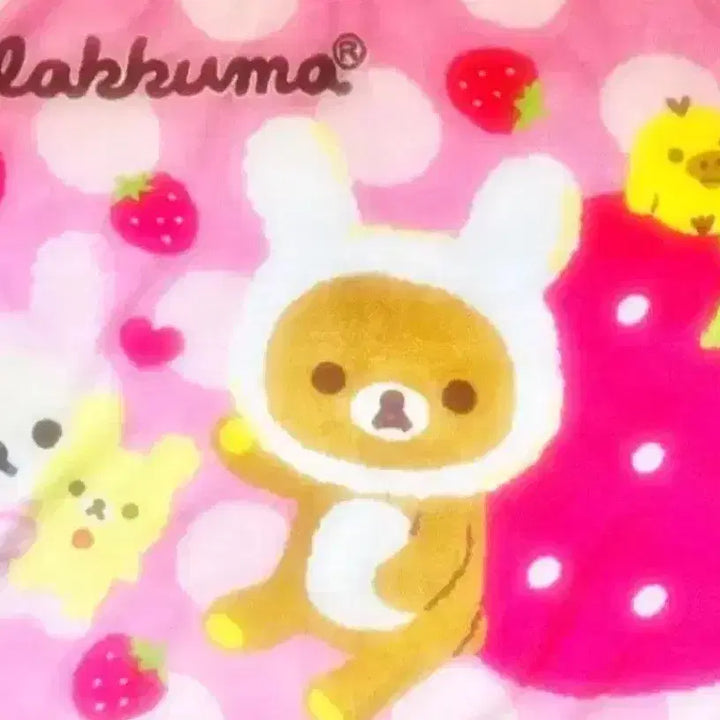 [BUNJANG] Rilakkuma Korilakkuma Rabbit Strawberry Vintage Blanket / 급처ㅜㅜ가격제안ㄱㄱ!!리락쿠마 코리락쿠마 토끼 딸기가 좋아 고전 담요