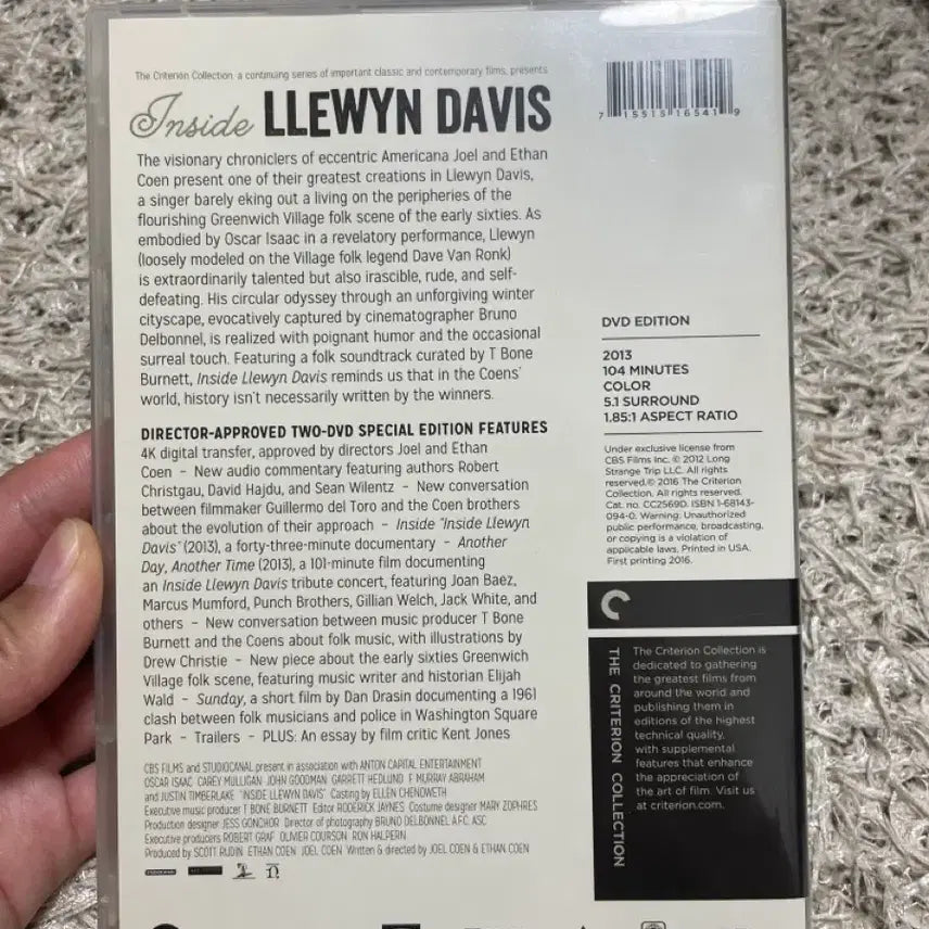 [BUNJANG] Inside Llewyn Davis Criterion DVD / 인사이드 르윈 데이비스 DVD 크라이테리언