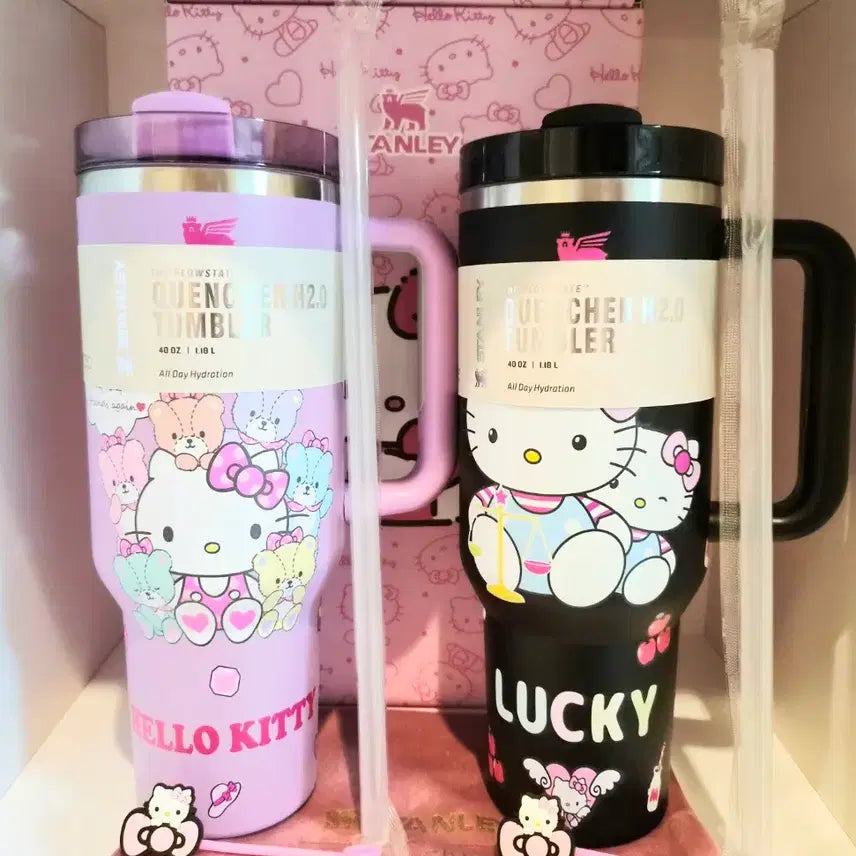 [BUNJANG] Hello Kitty 1.18L Character Tumbler (Lavender/Black) / 헬로키티 캐릭터 디자인 텀블러 라벤더/블랙 색상 1.18L 새상품