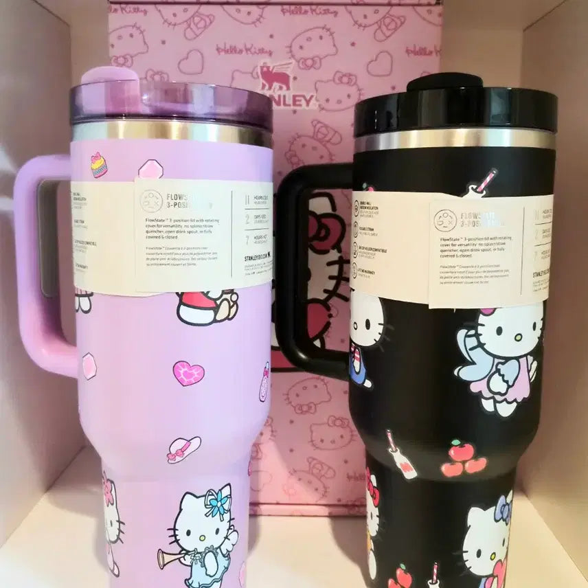 [BUNJANG] Hello Kitty 1.18L Character Tumbler (Lavender/Black) / 헬로키티 캐릭터 디자인 텀블러 라벤더/블랙 색상 1.18L 새상품