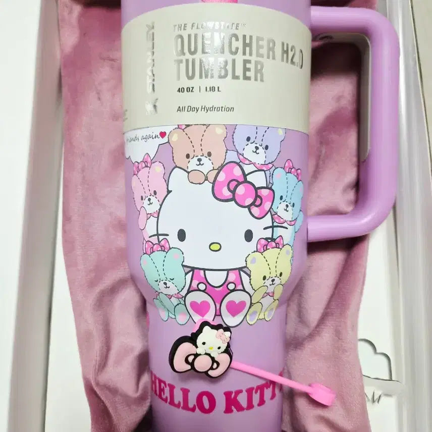 [BUNJANG] Hello Kitty 1.18L Character Tumbler (Lavender/Black) / 헬로키티 캐릭터 디자인 텀블러 라벤더/블랙 색상 1.18L 새상품