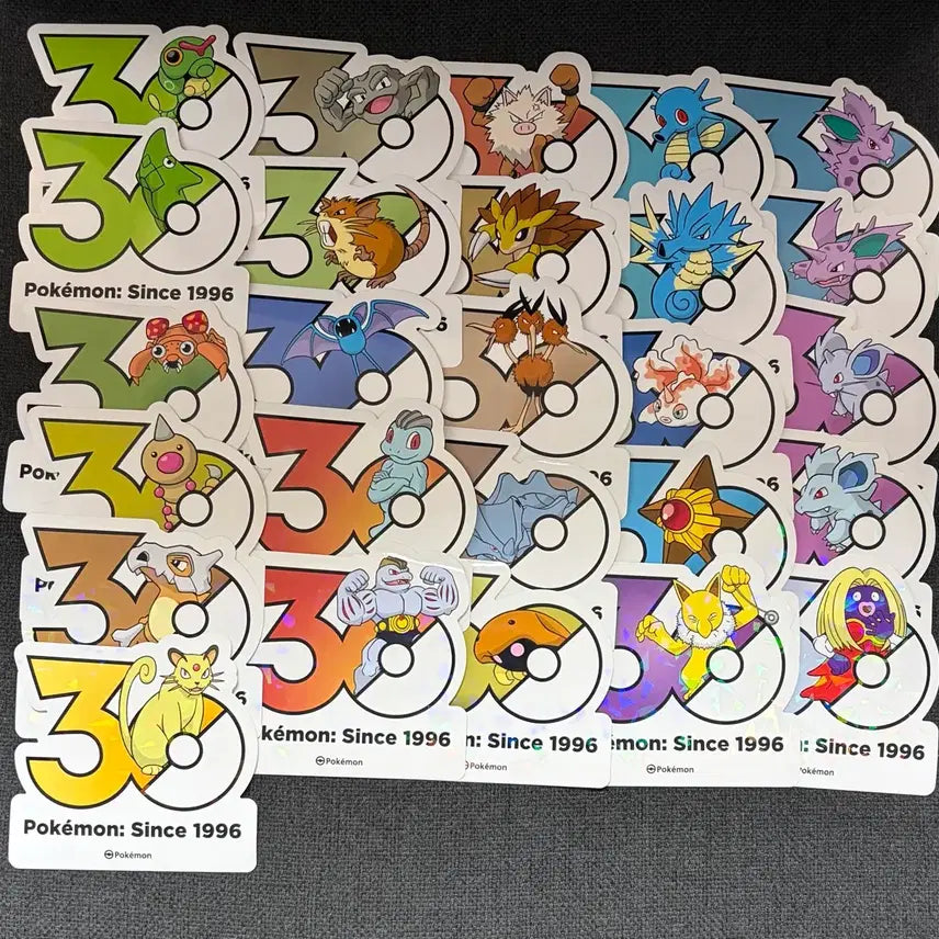 [BUNJANG] Pokemon 30th Anniversary Logo Sticker Set (Kanto Region, 26 Types) / 한국한정] 포켓몬 30주년 로고 스티커 관동지방 26종 세트