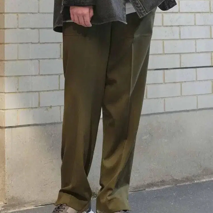 [BUNJANG] JILLSTUART Khaki Wool Banding Slacks / 질스튜어트 카키색 밴딩 울 슬랙스 78