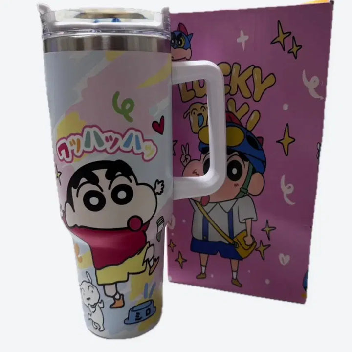 [BUNJANG] Crayon Shin-chan Character Tumbler with Handle / 짱구 캐릭터 스텐 텀블러 손잡이형 새상품