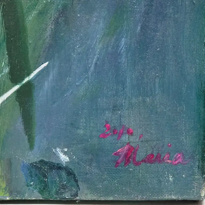 [BUNJANG] Lee Maria "Untitled" (Floral Still Life) 2010 Oil Painting on Canvas (8F) / 서양화가 (이마리아)화백  꽃 그림 유화 8호(F) (카라, 아이리스)