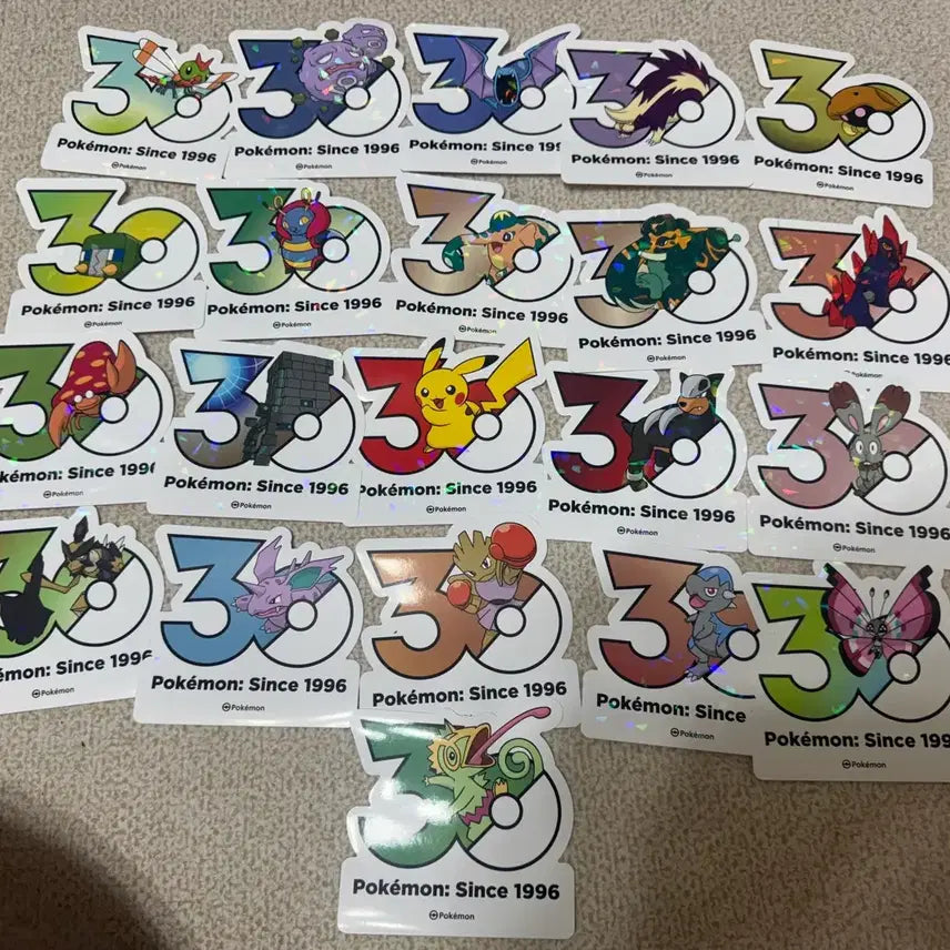 [BUNJANG] Pokemon 30th Anniversary Sticker Set (21 Types incl. Pikachu) / 피카츄 외 20종 포켓몬 30주년 스티커