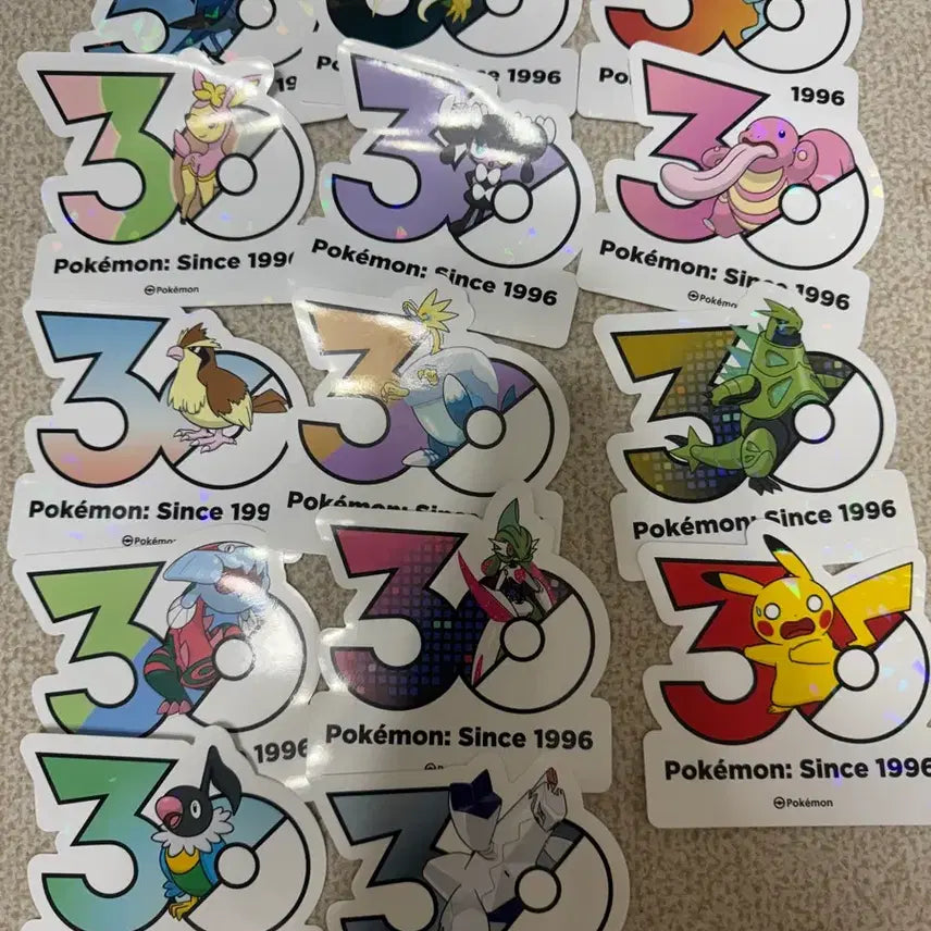 [BUNJANG] Pokemon 30th Anniversary Stickers - Pikachu and 13 Variants / 당황하는 피카츄 외 13종 포켓몬 30주년 스티커 놀란