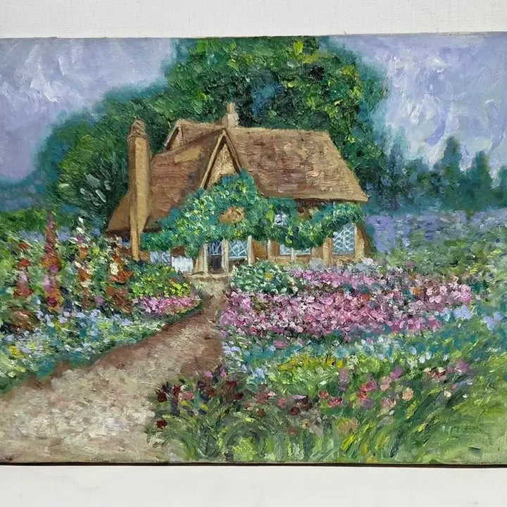 [BUNJANG] Unknown Artist Garden Landscape Oil Painting on Canvas, Size 6 (F) / *작가미상 정원 풍경 유화  캔버스 6호(F)