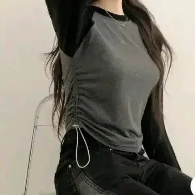 [BUNJANG] Basic Long-Sleeve T-Shirt 2-Pack (Charcoal &amp; Black) / 에이블리 차콜 네이비 1+1 블랙  티셔츠 무료배송