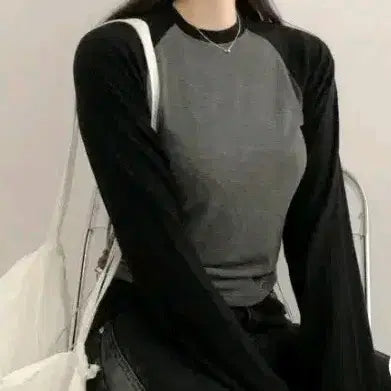 [BUNJANG] Basic Long-Sleeve T-Shirt 2-Pack (Charcoal &amp; Black) / 에이블리 차콜 네이비 1+1 블랙  티셔츠 무료배송