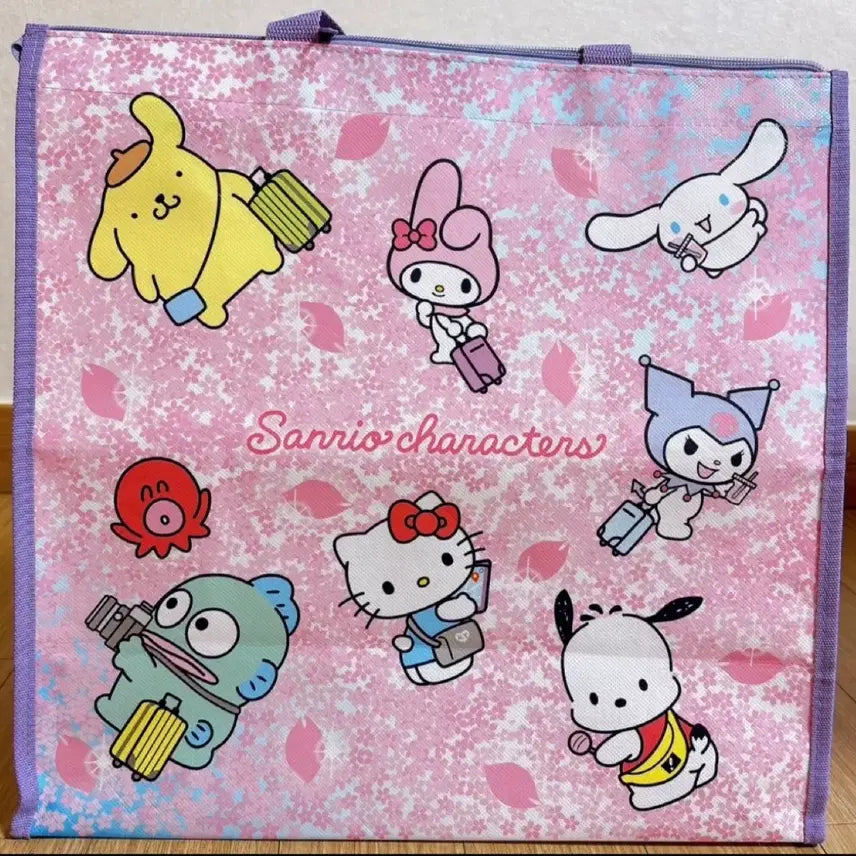 [BUNJANG] Sanrio Characters Cherry Blossom Shopping Bag / 산리오 캐릭터즈 벚꽃 타포린백