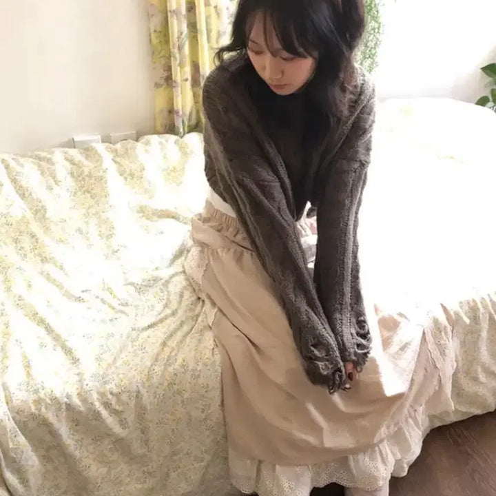 [BUNJANG] Nizi Side Ribbon Vintage Skirt / 니지 사이드리본 빈티지 스커트