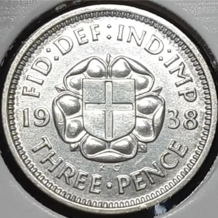 [BUNJANG] 1938 British Three Pence Silver Coin (Unused) / [은화] 영국 미사용 1938년 3펜스 은화.외국주화 주화 화폐 동전