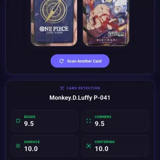 [BUNJANG] One Piece Luffy Emotion Graded Card (Expected Grade 10) Unsealed / 원피스 루피 이모션 10등급 예상 카드 미개봉 2장 각각 팔아요