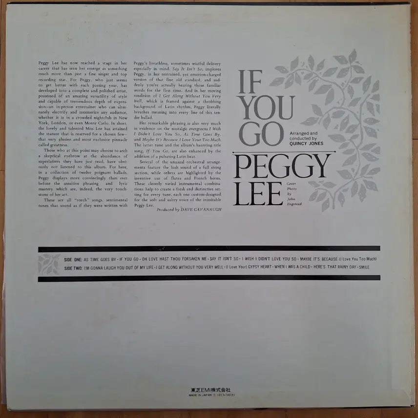 [BUNJANG] Peggy Lee If You Go LP Vinyl Record / Jazz/Peggy Lee/If You Go LP