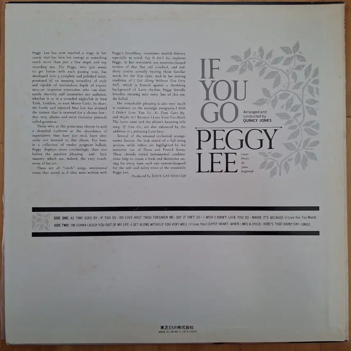 [BUNJANG] Peggy Lee If You Go LP Vinyl Record / Jazz/Peggy Lee/If You Go LP