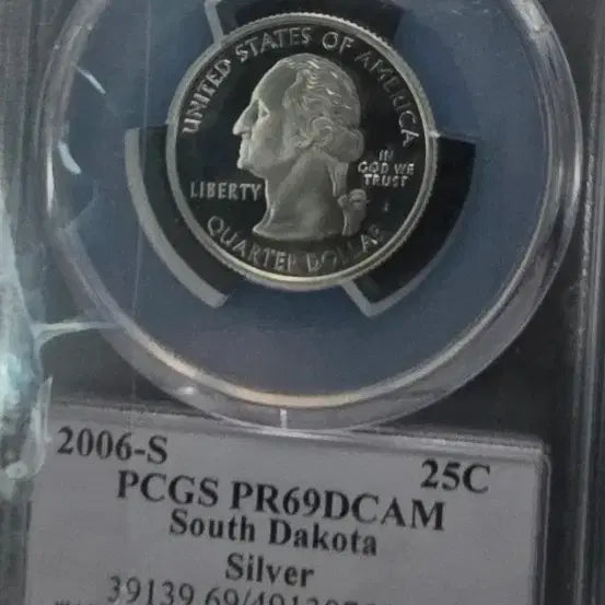 [BUNJANG] 2006 South Dakota Quarter Silver Coin - PCGS PR69DCAM / 2006년 발행된 사우스다코타 쿼터 은화입니다