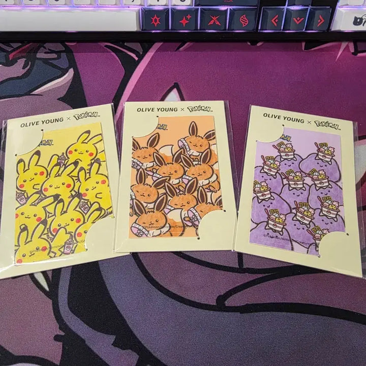 [BUNJANG] Pokemon Card Stickers 3 Types 1 Set (Unsealed) / 올리브영 포켓몬스터 카드스티커 3종 1세트