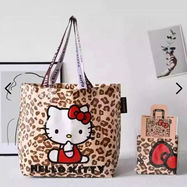 [BUNJANG] Hello Kitty Leopard Print Tarpaulin Bag / 헬로키티 호피 타포린백 장바구니 캐릭터 리유저블백