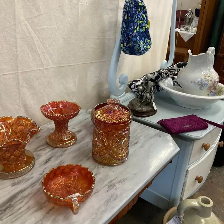 [BUNJANG] Large Crystal Ball Fruit Basket Vintage European Interior Object / 미국 앤틱 대형 크리스탈볼 인테리어 유리 오브제 과일 바구니 빈티지 유럽