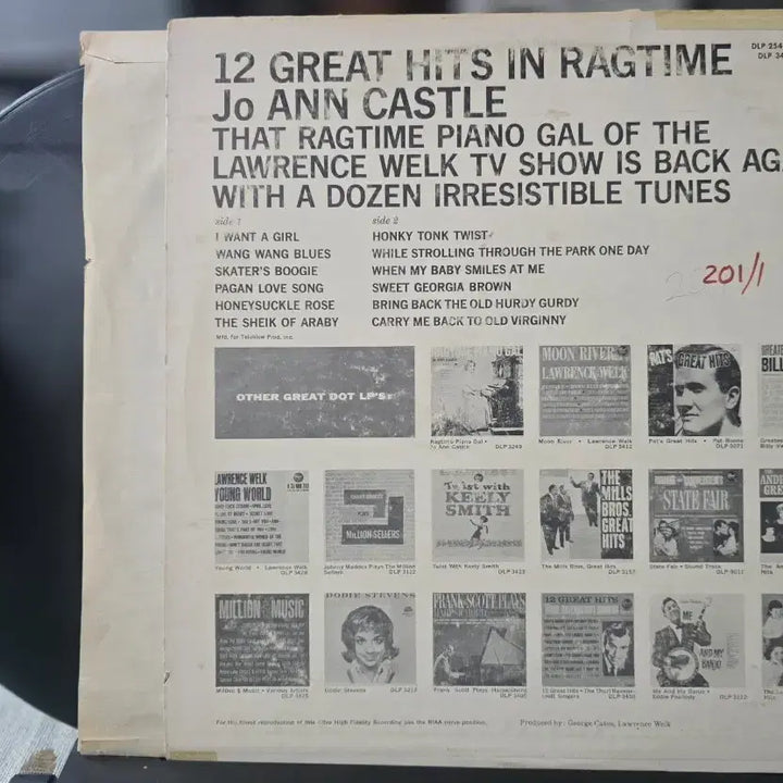 [BUNJANG] Jo Ann Castle 12 Great Hits in Ragtime Jazz LP (US) / 조앤 캐슬_12 Great Hits in Ragtime_재즈LP(US)