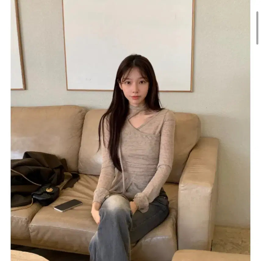 [BUNJANG] Kina Rough Strap Long Sleeve T-Shirt / 새상품 / 키나 러프 스트랩 긴팔티