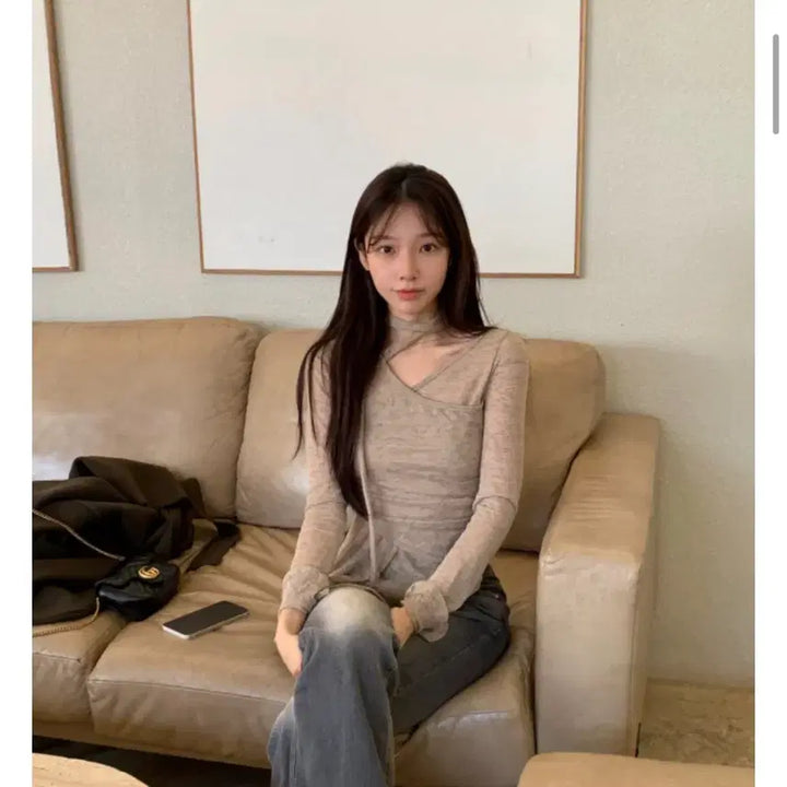 [BUNJANG] Kina Rough Strap Long Sleeve T-Shirt / 새상품 / 키나 러프 스트랩 긴팔티