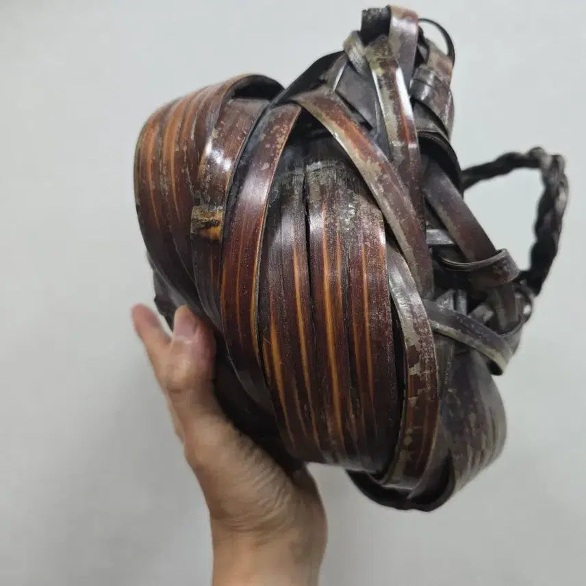 [BUNJANG] Antique Bamboo Woven Basket Folk Craft / 골동품  대나무 엮음 바구니 민속품