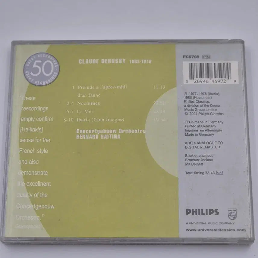[BUNJANG] Debussy Orchestral Works by Haitink Philips Classics CD / 드뷔시 관현악 작품집 Debussy Haitink Philips 클래식